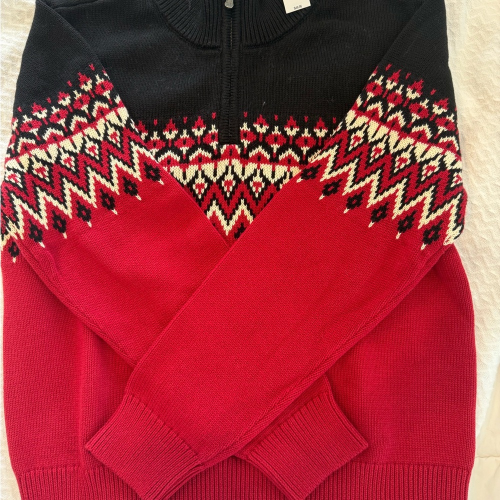 GAP Black and Red Sweatshirt with Nordic Pattern